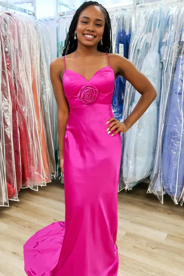 Weitese Dress Mermaid Sweetheart Neck Spaghetti Straps Sleeveless Rose Prom Party Dress Evening Formal Gown Cocktail Dress with Train